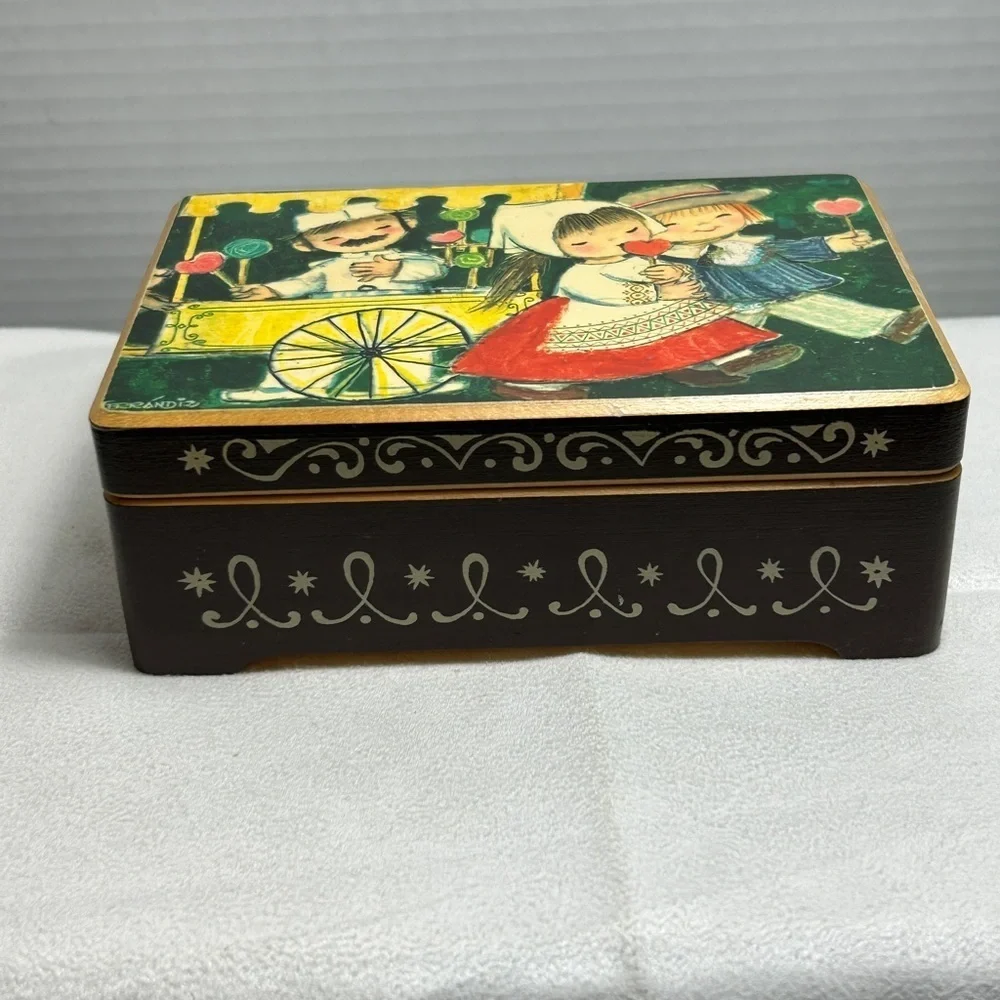 Reuge Swiss Music Box Vintage My Lily Adieu Hi - Lo Wind-Up Wooden Opens